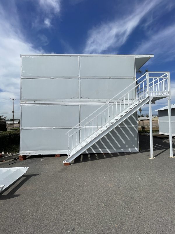 20 ft. x 8 ft. x 8 ft. Foldable Stackable Metal Storage Shed with Patio Stair Sun Roof Lockable Door and Windows (640 sq. ft.) - Image 3