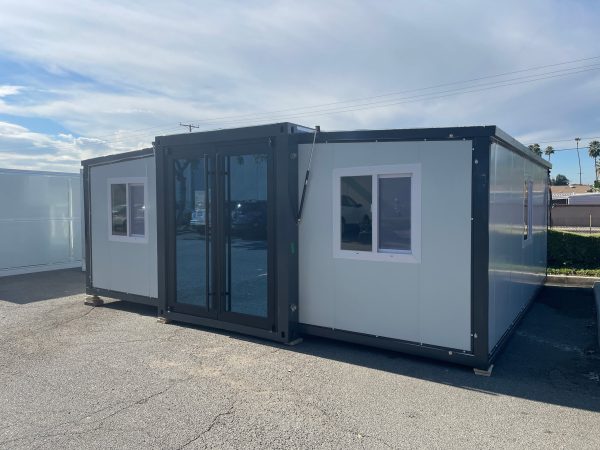 20 ft. x 19 ft. x 8 ft. Expandable Metal Storage Shed with Glass French Door and Floor and Lockable Door and Windows (380 sq. ft.)