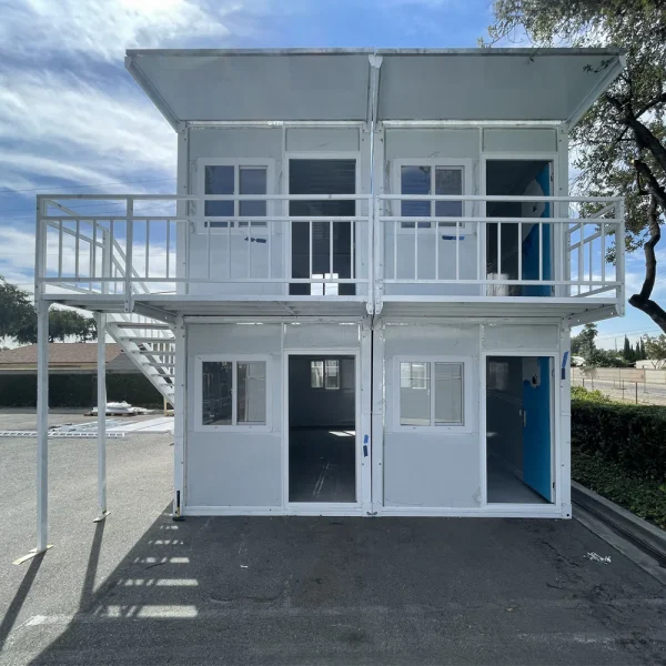 20 ft. x 8 ft. x 8 ft. Foldable Stackable Metal Storage Shed with Patio Stair Sun Roof Lockable Door and Windows (640 sq. ft.)